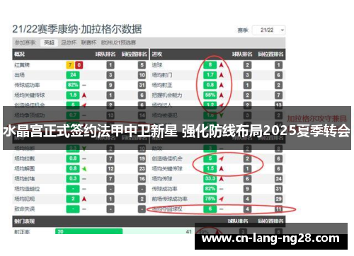 水晶宫正式签约法甲中卫新星 强化防线布局2025夏季转会